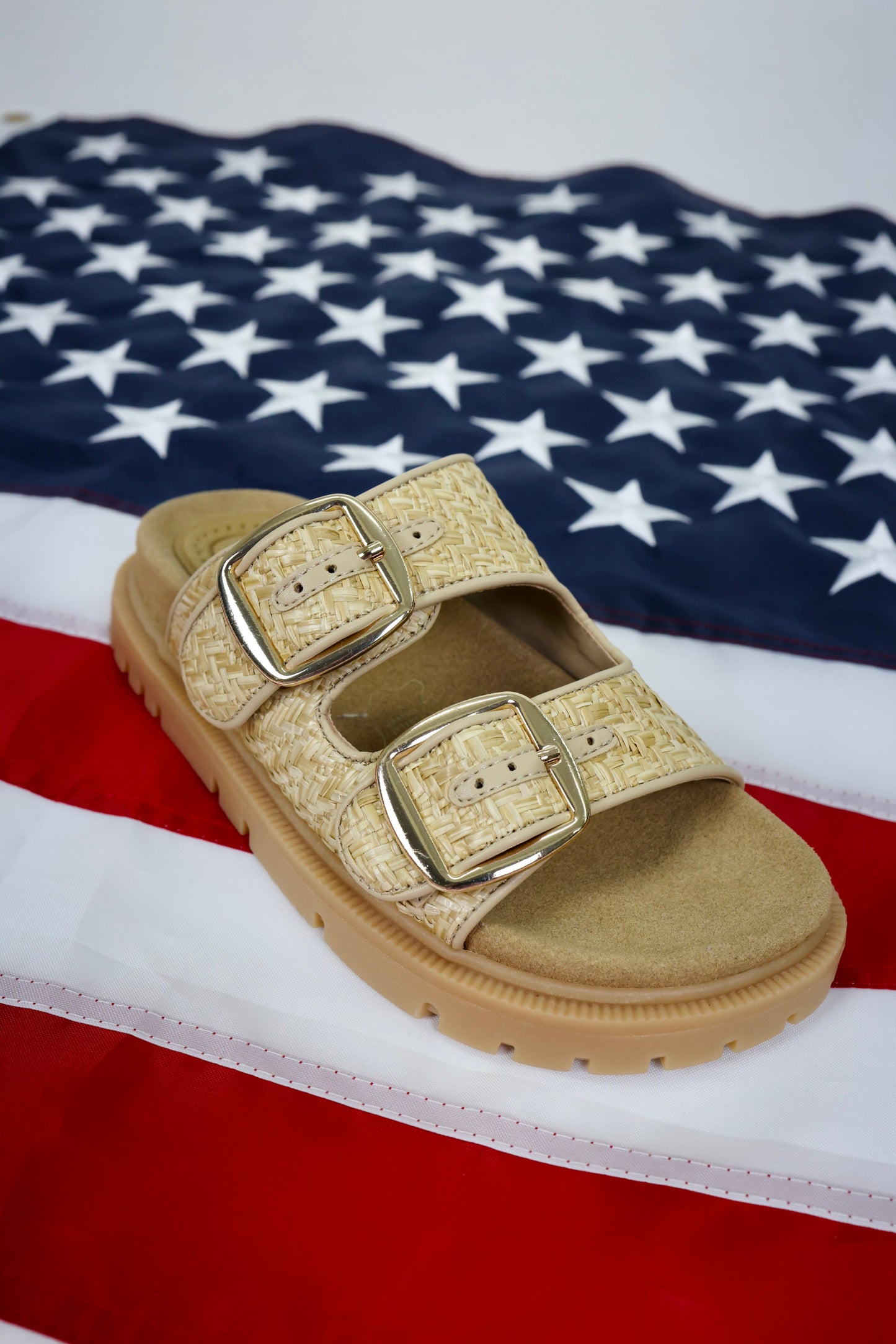 Monica Natural Raffia Platform Sandal