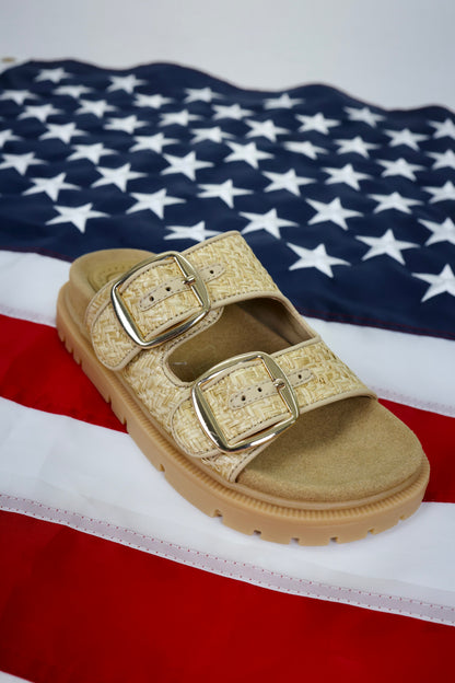 Monica Natural Raffia Platform Sandal