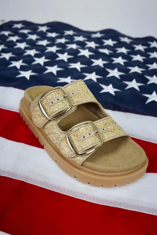 Monica Natural Raffia Platform Sandal