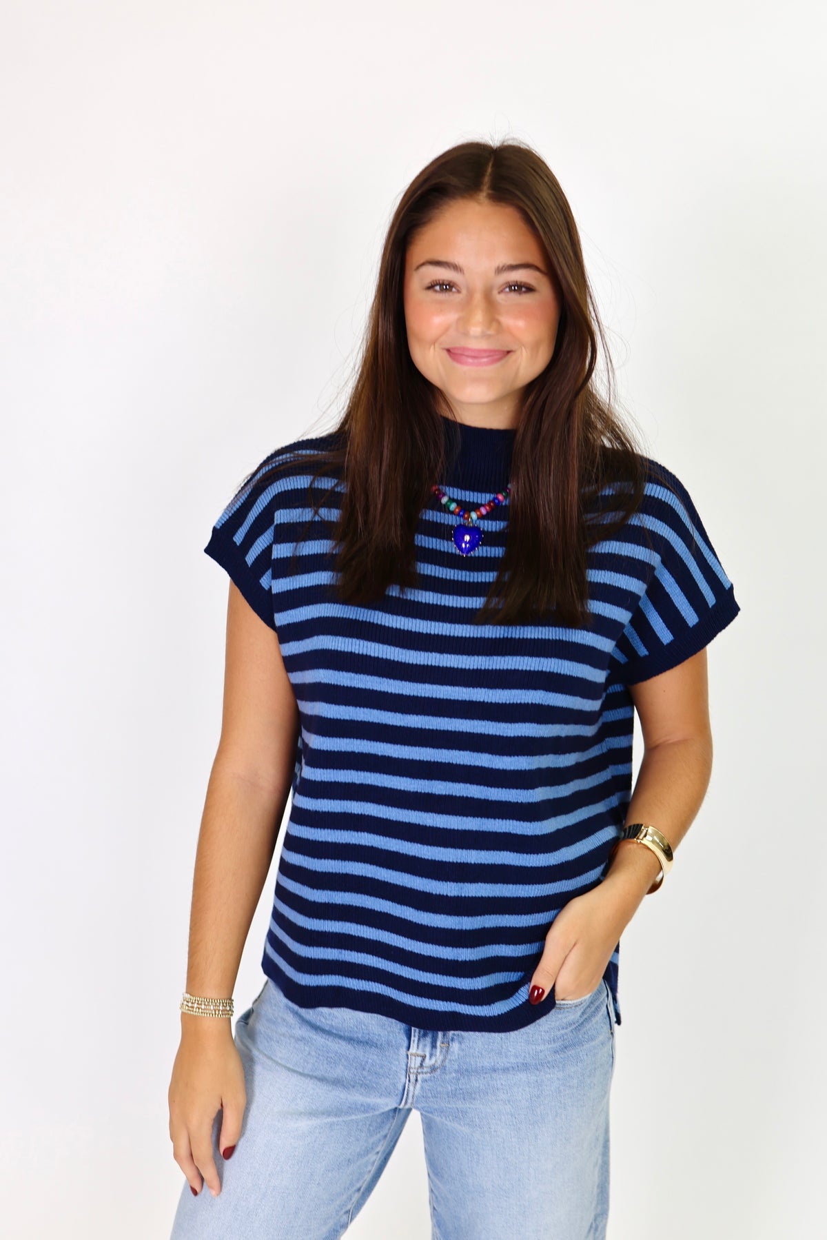 Simply Striped Top in Navy