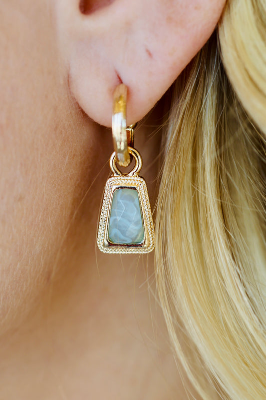 Trapezoid Stone Mint Dangle Earrings