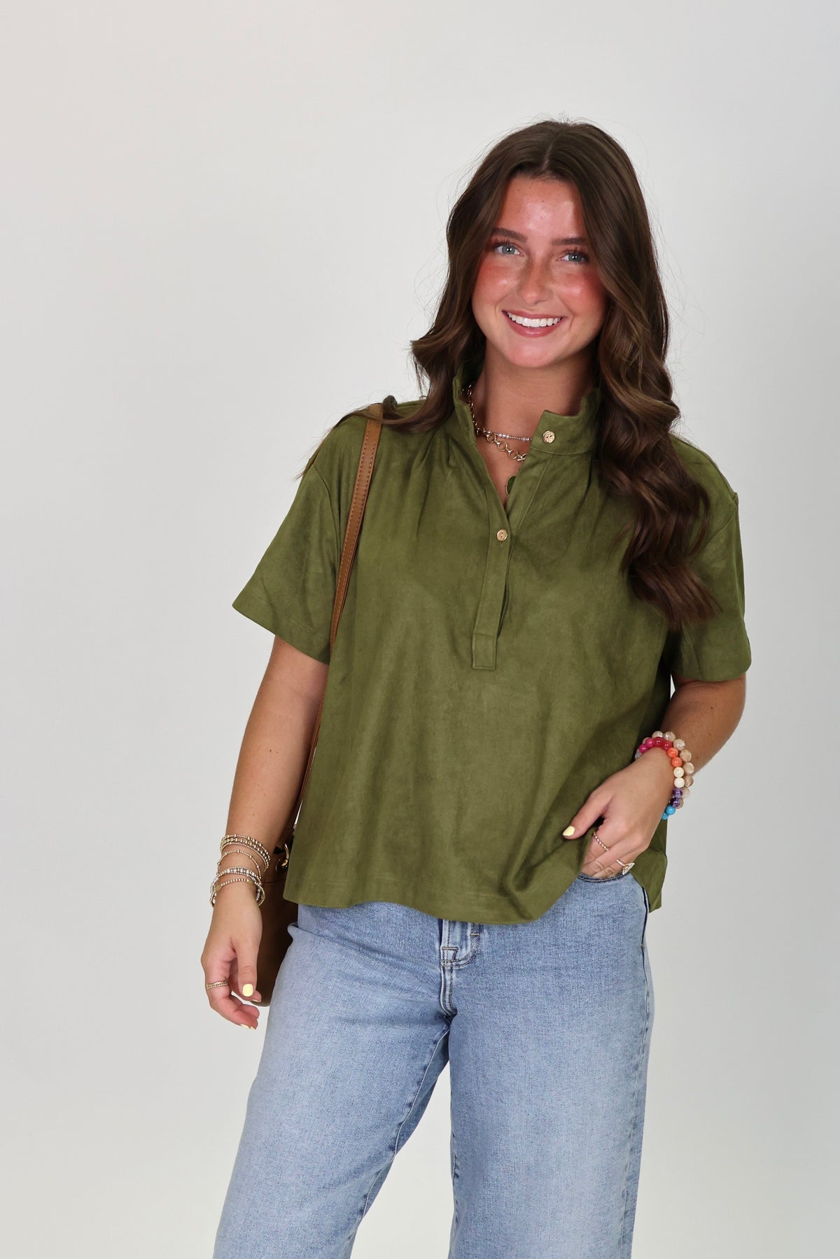 Suede Standard Olive Top