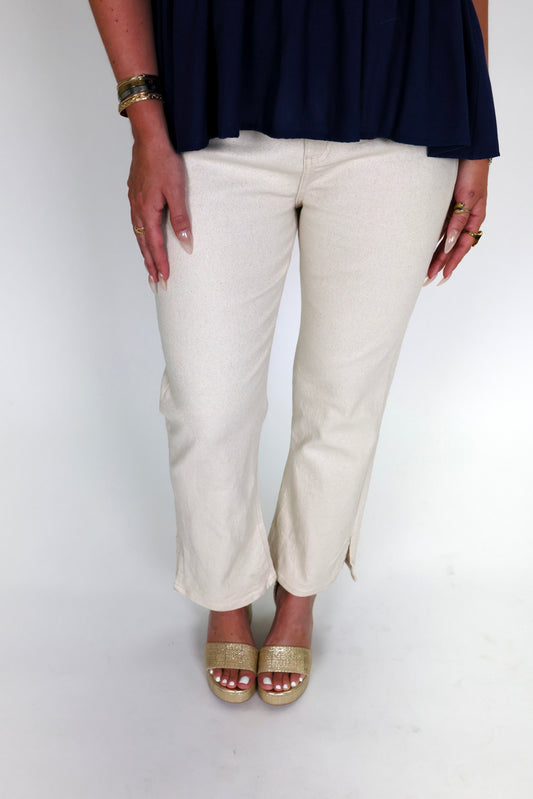 Jessica High Rise Lurex Twill Denim