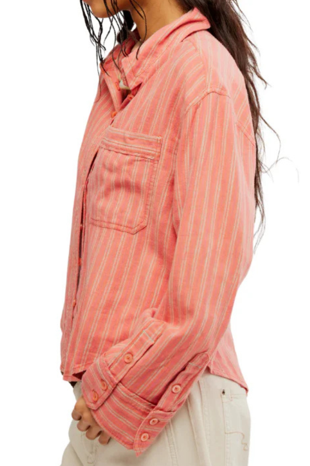 Striped Linen Laurel Cinnamon Combo Top