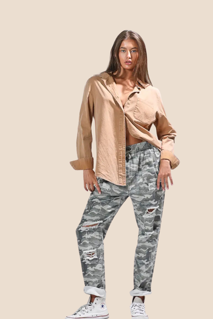 Washed Out Camel Top