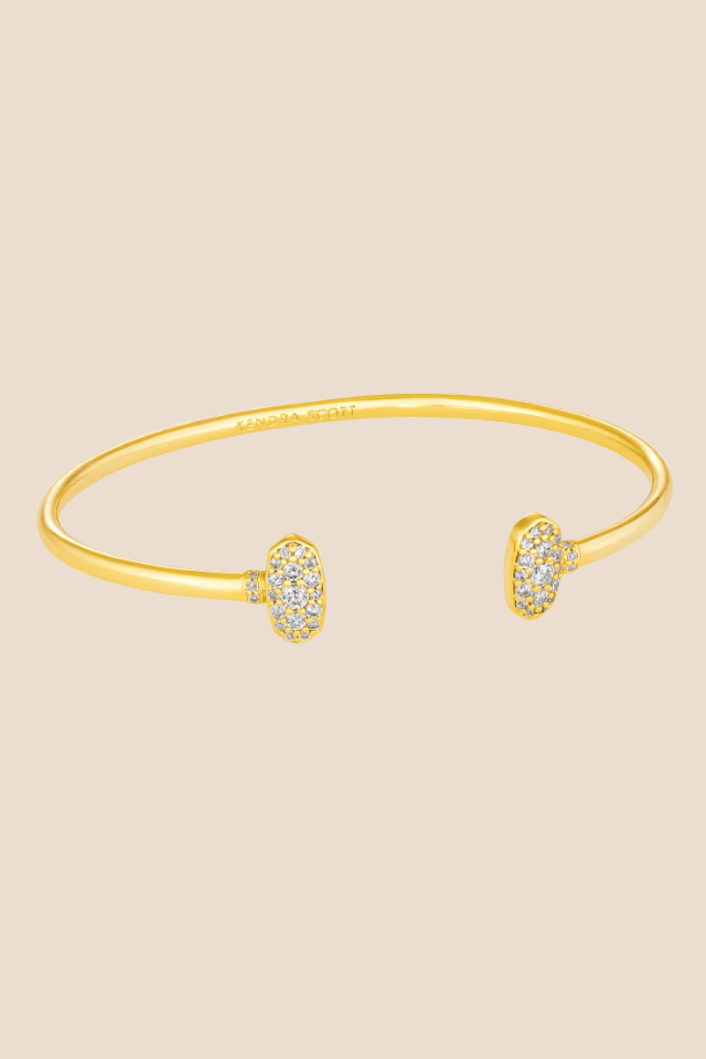 Grayson Gold Cuff Bracelet in White Crystal
