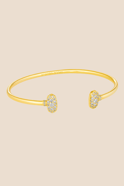 Grayson Gold Cuff Bracelet in White Crystal