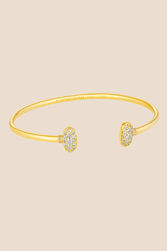 Grayson Gold Cuff Bracelet in White Crystal