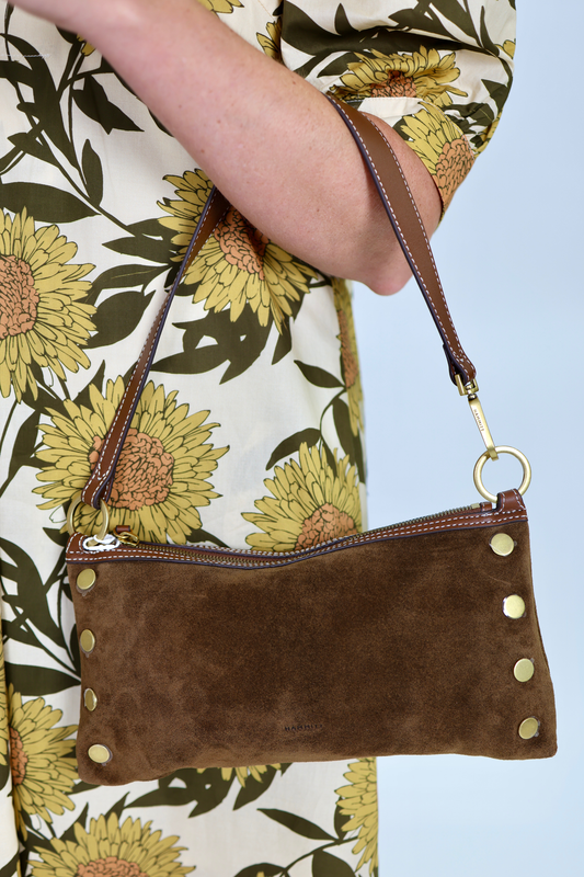Kyle Small Cinnamon Suede/Antique Gold Handbag