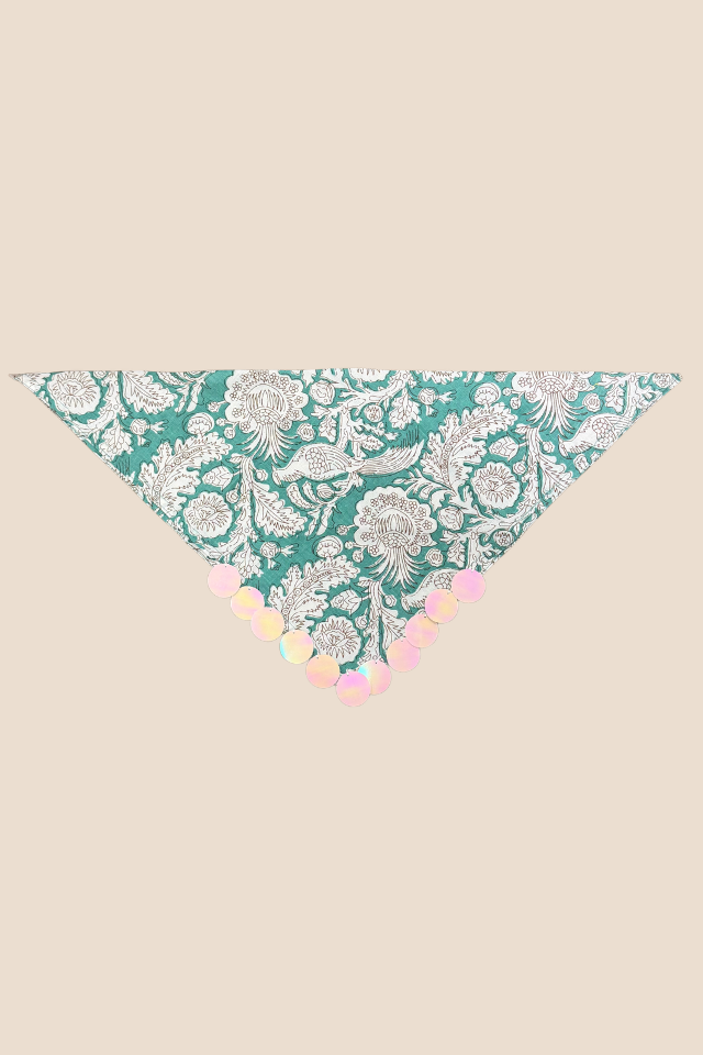 Peacock Sequin Bandana Scarf