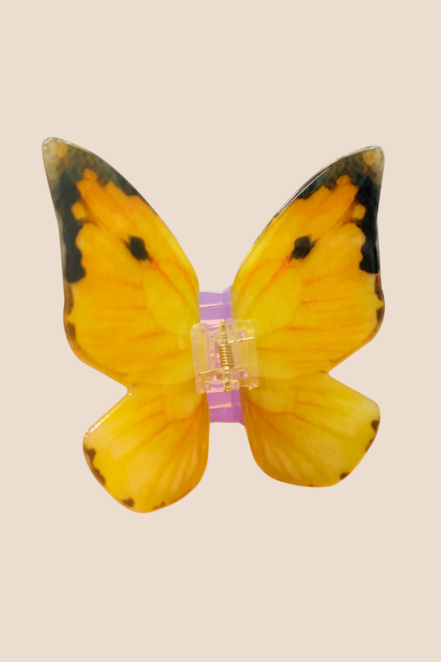 French Butterfly Yellow Hair Clip
