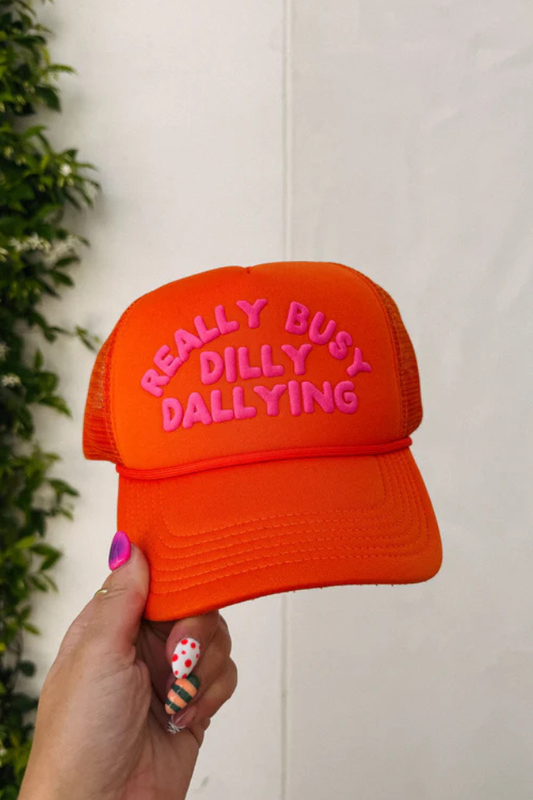 Dilly Dallying Orange Trucker Cap