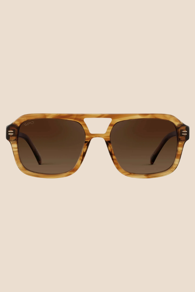 Sydney Crystal Brown Grain / Brown Gold Gradient Lens Polarized Sunglasses