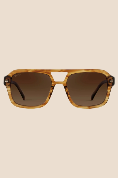 Sydney Crystal Brown Grain / Brown Gold Gradient Lens Polarized Sunglasses