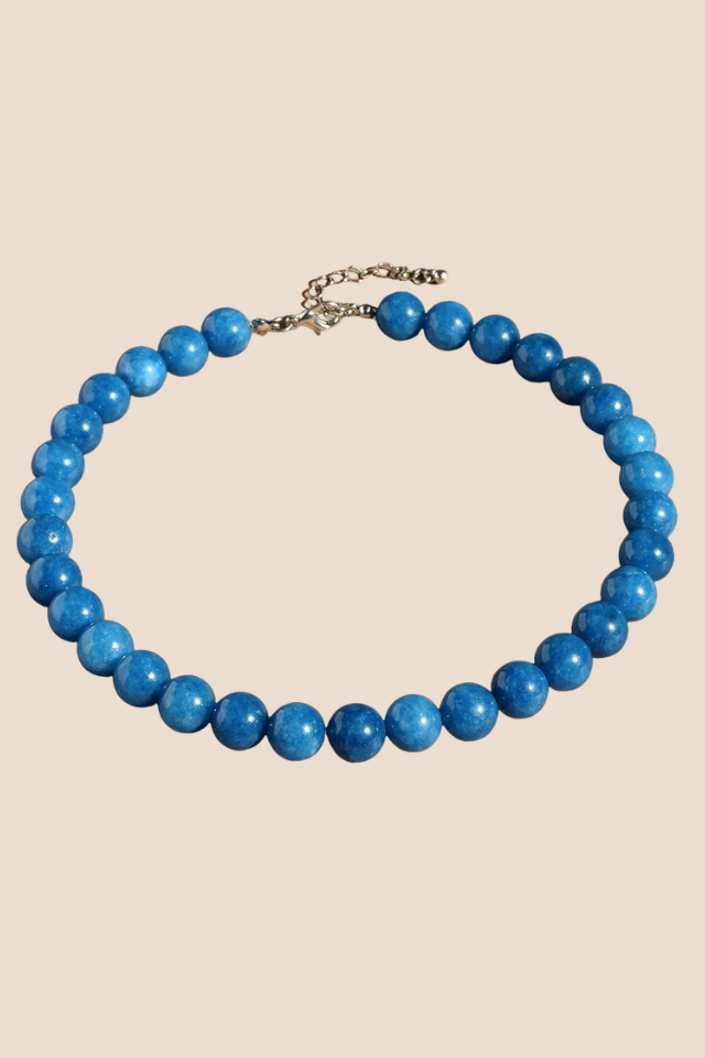 Vintage Natural Blue Beaded Necklace