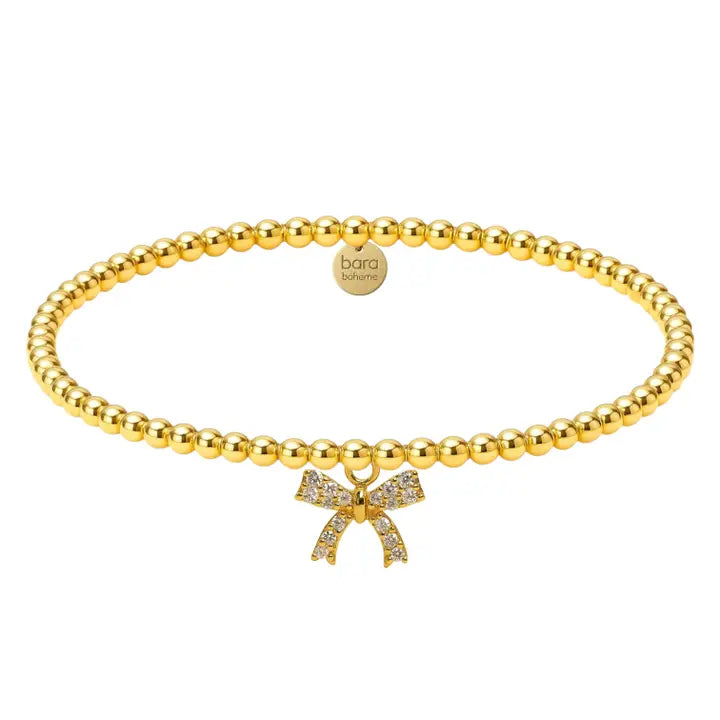 Dream Bow Charm 14K Gold Filled Beaded Bracelet