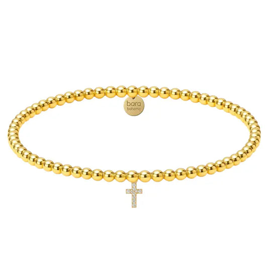 Faith Cross Charm 14K Gold Filled Beaded Bracelet