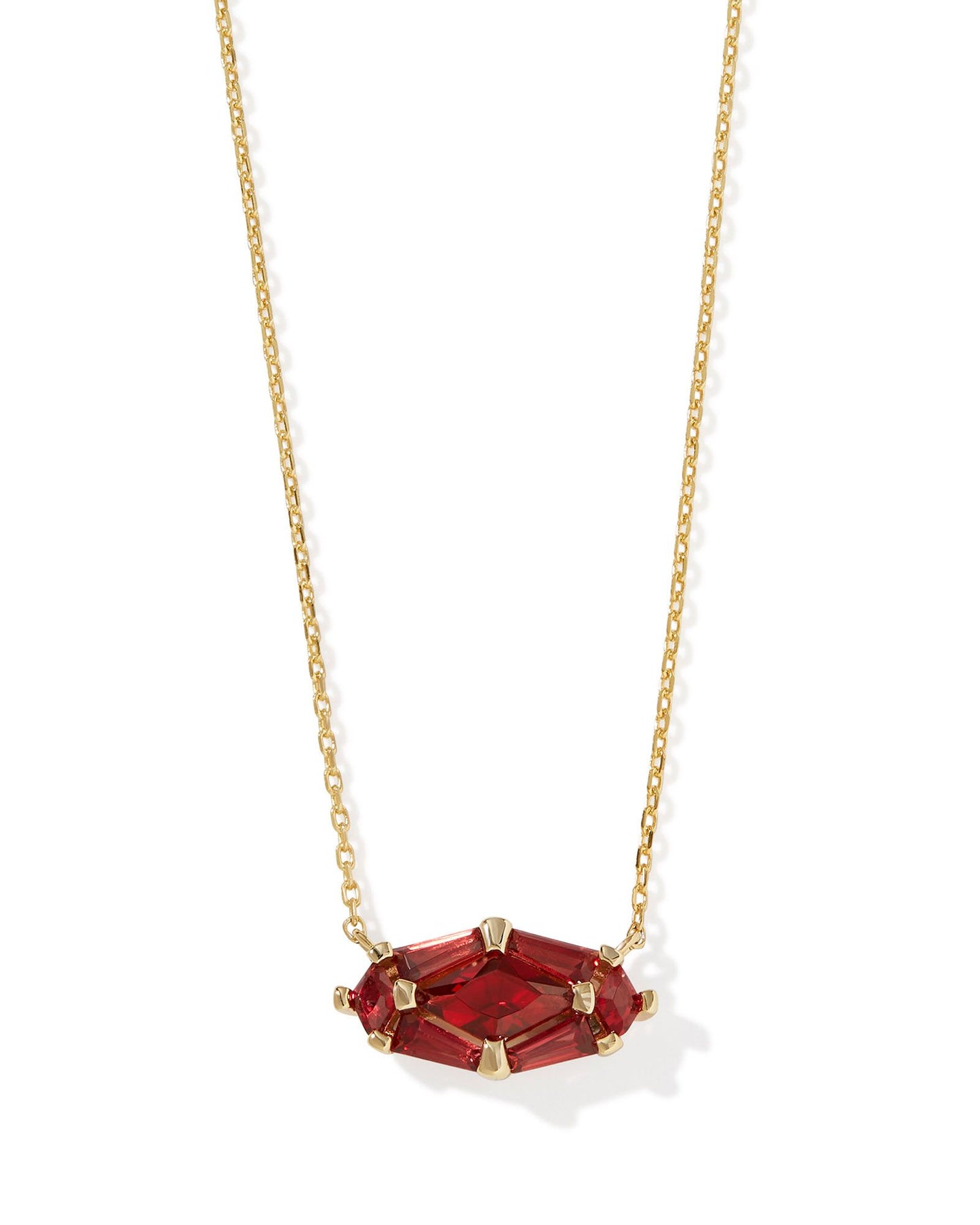 Lindy Rae Elyse Gold Short Pendant Necklace in Red Crystal