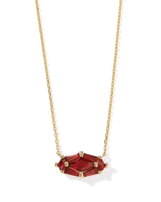 Lindy Rae Elyse Gold Short Pendant Necklace in Red Crystal