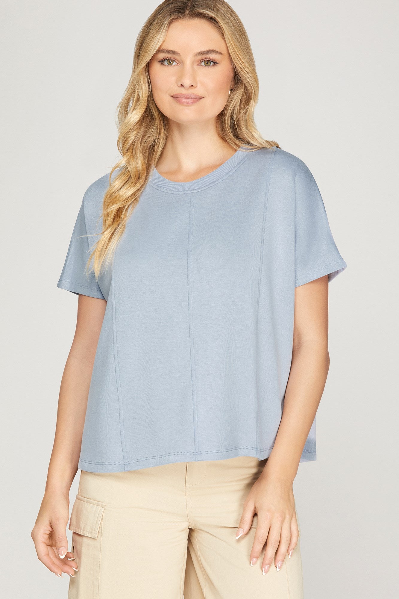 Somewhere in Between Light Blue Top