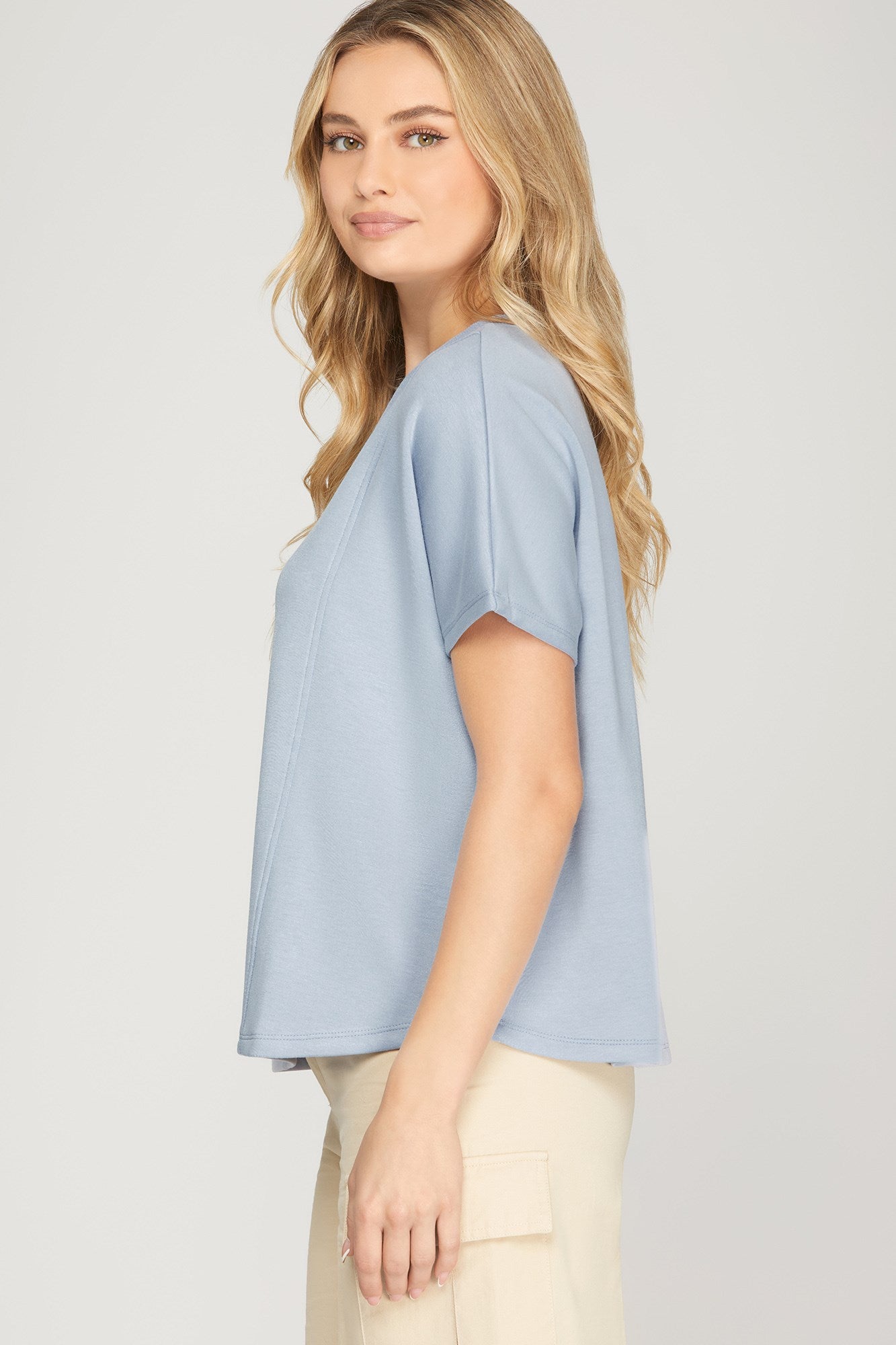 Somewhere in Between Light Blue Top