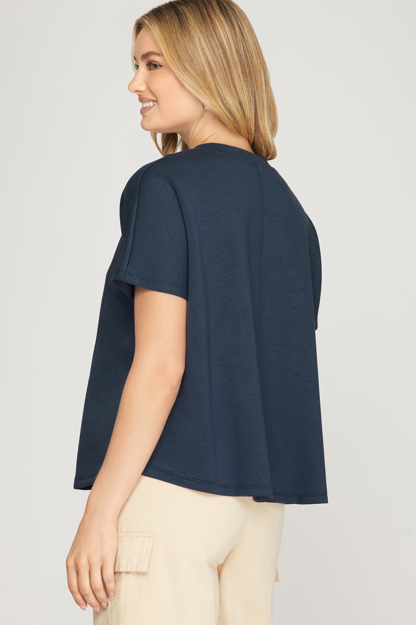 Somewhere in Between Navy Top