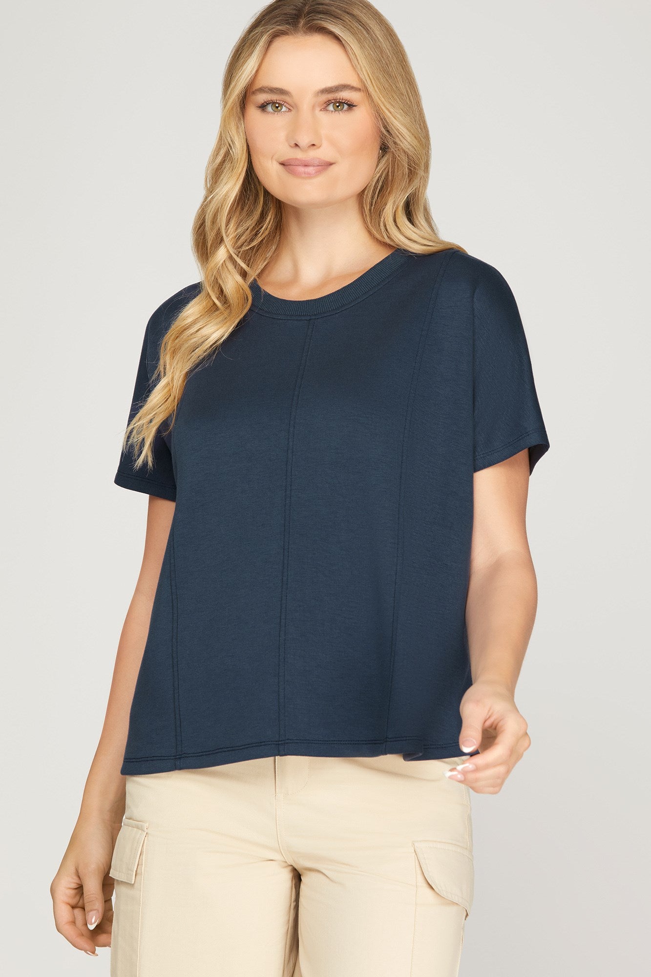 Somewhere in Between Navy Top