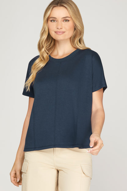 Somewhere in Between Navy Top