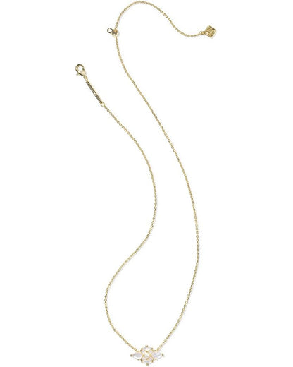 Abbie Crystal Gold Short Pendant Necklace in Neutral Mix