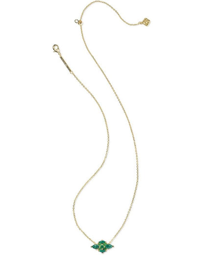 Abbie Crystal Gold Short Pendant Necklace in Green Mix