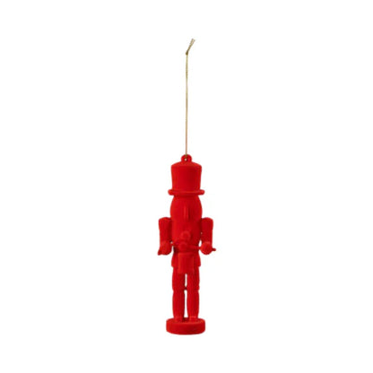 Flocked Nutcracker Red Ornament