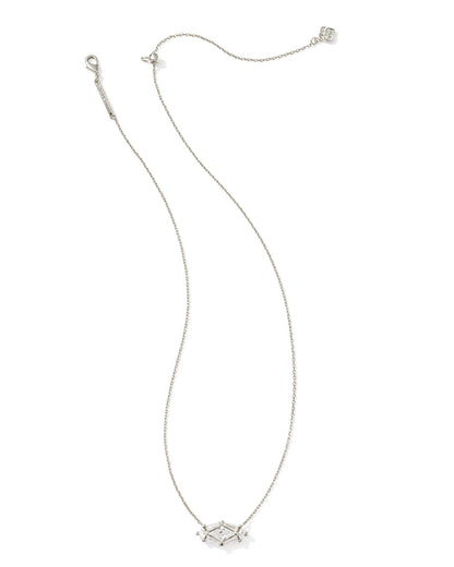 Lindy Rae Elyse Silver Short Pendant Necklace in White Crystal