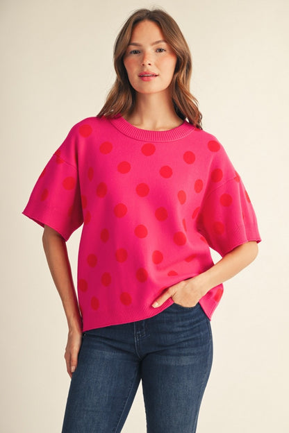A Spot of Style Pink Sweater Top