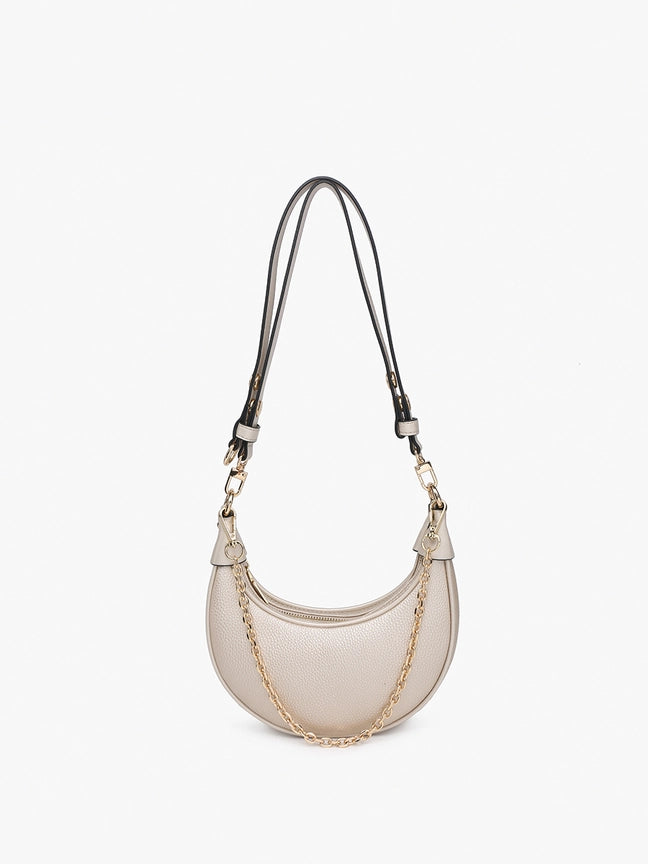 Zora Champagne Half-Moon Shoulder Bag