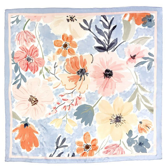 Delicate Floral Blue Scarf