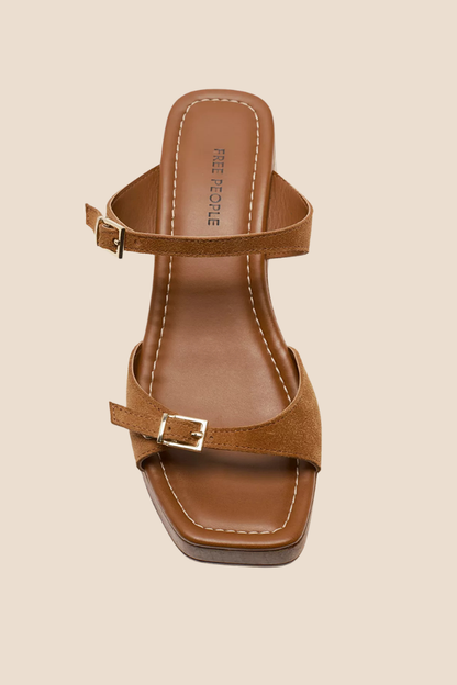 Beck Cognac Suede Buckle Clogs