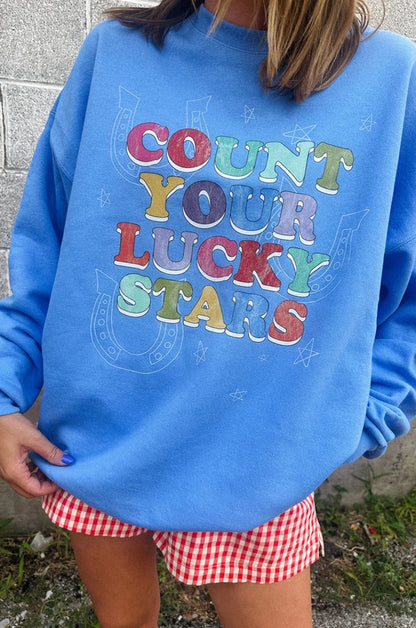Count Your Lucky Stars Blue Sweatshirt