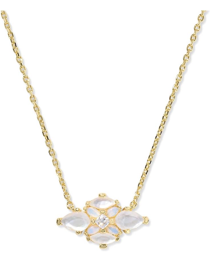Abbie Crystal Gold Short Pendant Necklace in Neutral Mix