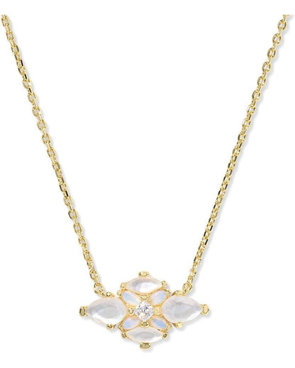 Abbie Crystal Gold Short Pendant Necklace in Neutral Mix