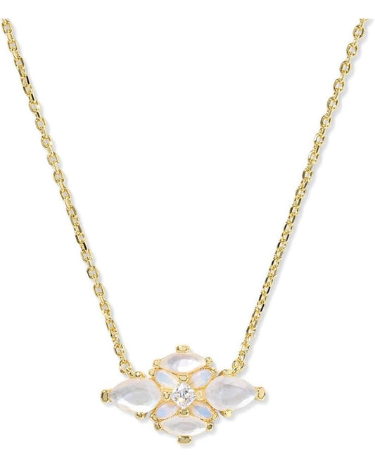 Abbie Crystal Gold Short Pendant Necklace in Neutral Mix