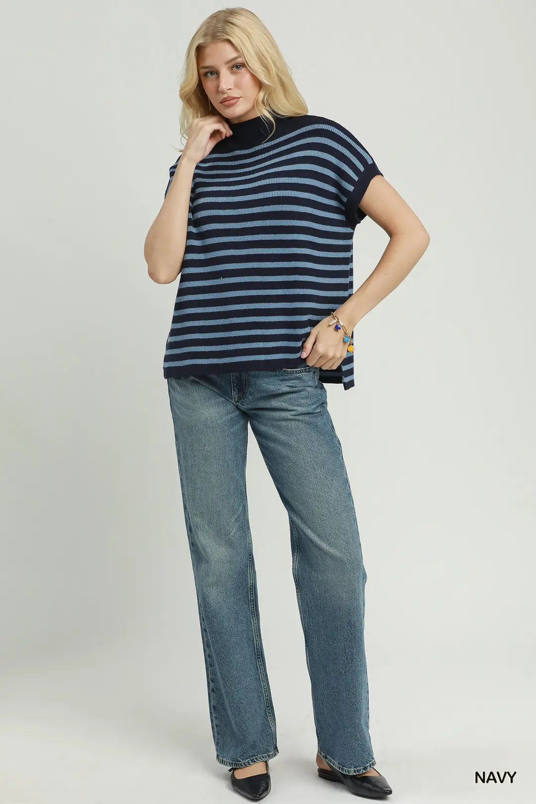 Simply Striped Top in Navy