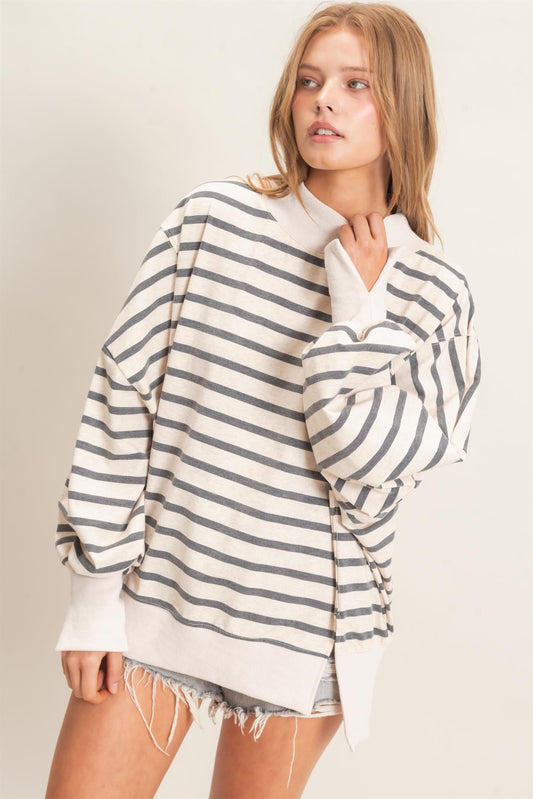 Let It Be Easy Grey/Ecru Sweatshirt