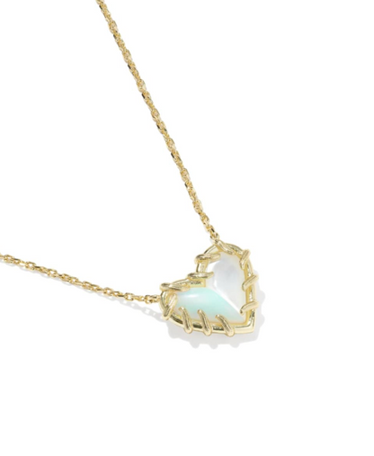 Dolly Parton x Kendra Scott Patchwork Ari Heart Necklace Gold White Mix