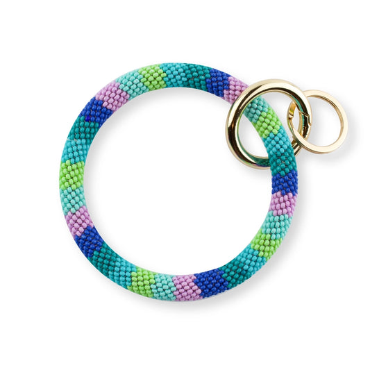 Beaded Blue Rainbow Keychain Wristlet