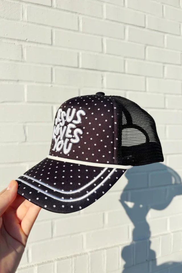 Polka Dot Jesus Loves You Smiley Cap