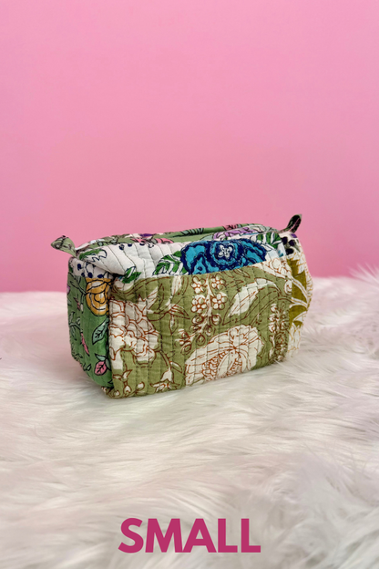 Olive Patchwork Small Cosmetic Bag