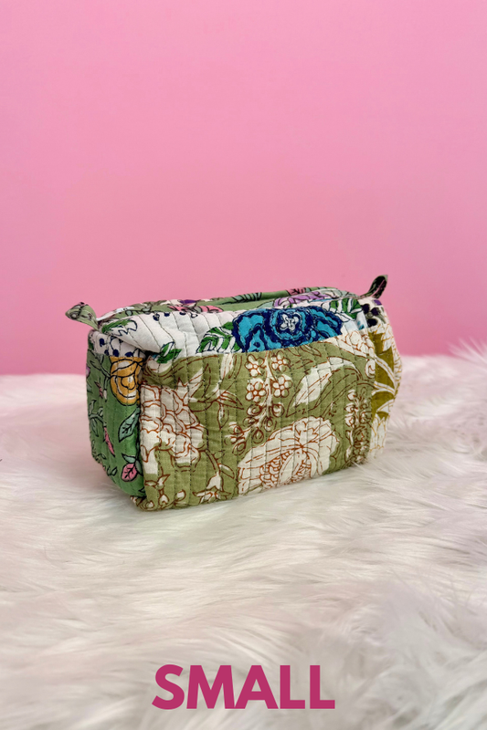 Olive Patchwork Small Cosmetic Bag
