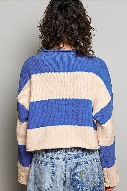 Off Duty Slouchy Blue/Cream Sweater
