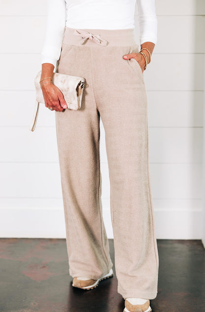 Sanibel Wide Leg Herringbone Sand Pants