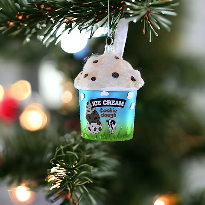 Chocolate Chip Cookie Dough Ice Cream Ornament